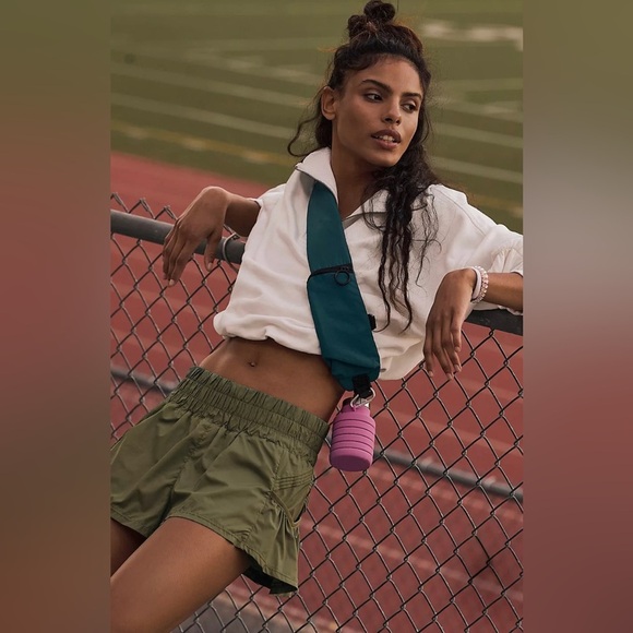 NEW FREE PEOPLE - Athletic Shorts with Built In Underwear in Dark Green Size S - Picture 5 of 6